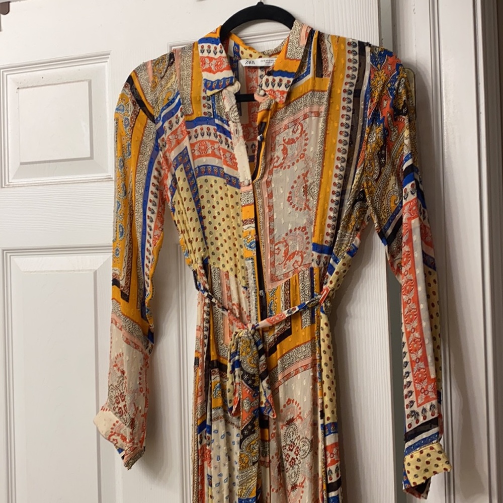 Zara Print Chiffon Dress - Picture 8 of 9